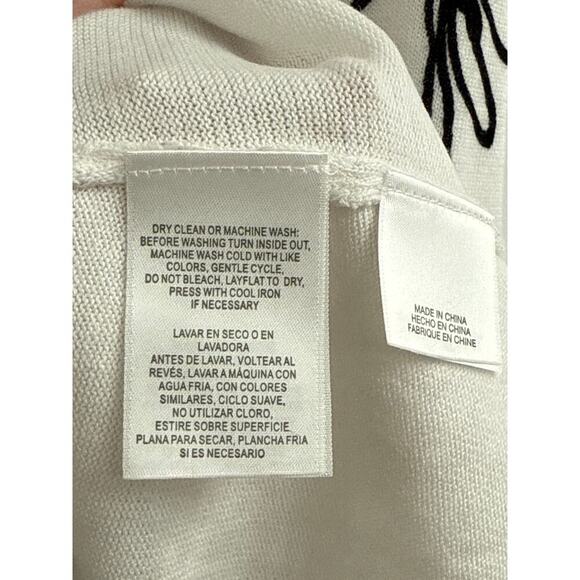 Women’s Sweater Tunic Sz XL White Black Floral Boho Work to weekend Layering - Picture 6 of 9